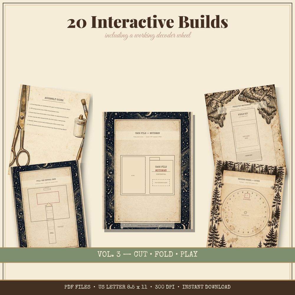 Interactive pockets, envelopes and decoder wheel templates