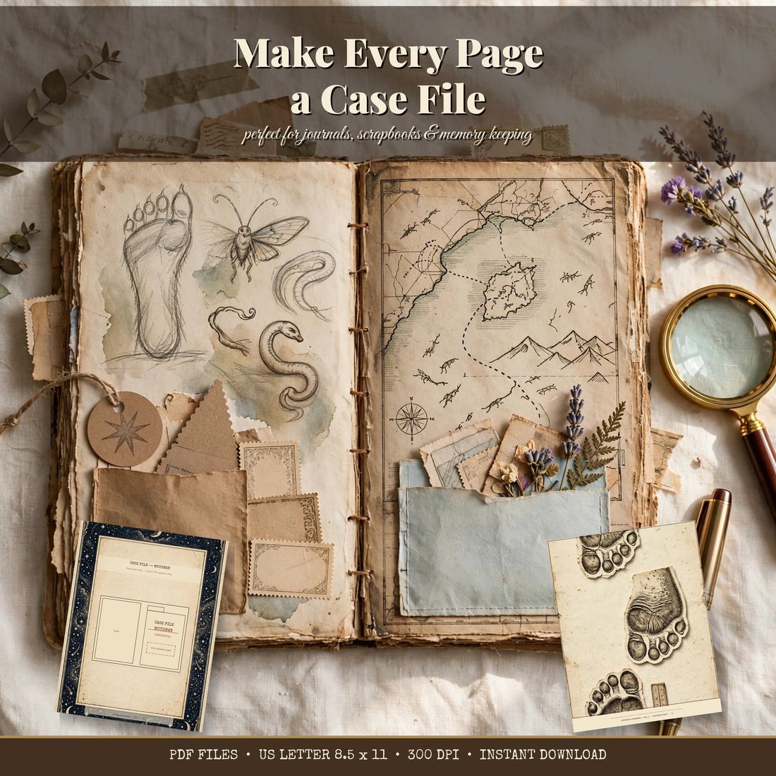 An assembled junk journal made with Clicxify printable pages